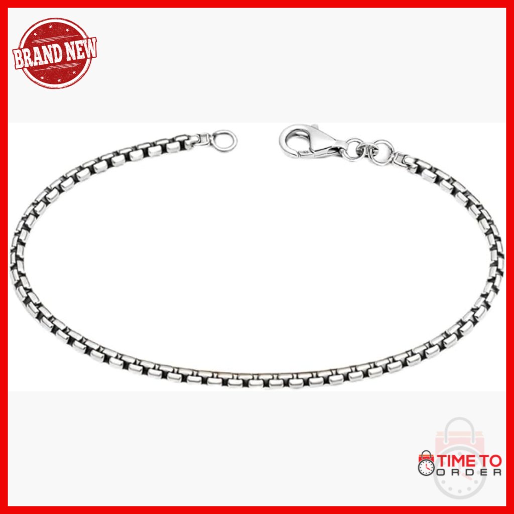 Sterling Silver Men's Bracelet 8.5 Inch Antique Rolo Link Lobster Clasp